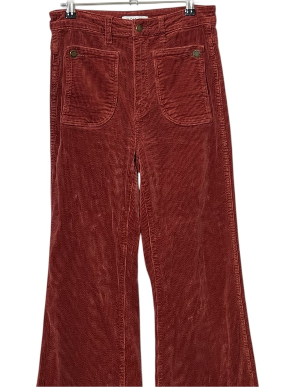 Rollas Eastcoast High Rise Flare Women’s Size 27 Rust Corduroy Retro Western - Picture 3 of 11